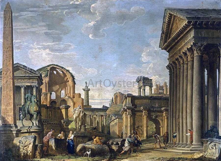 Giovanni Paolo Pannini Architectural Capriccio - Hand Painted Oil Painting
