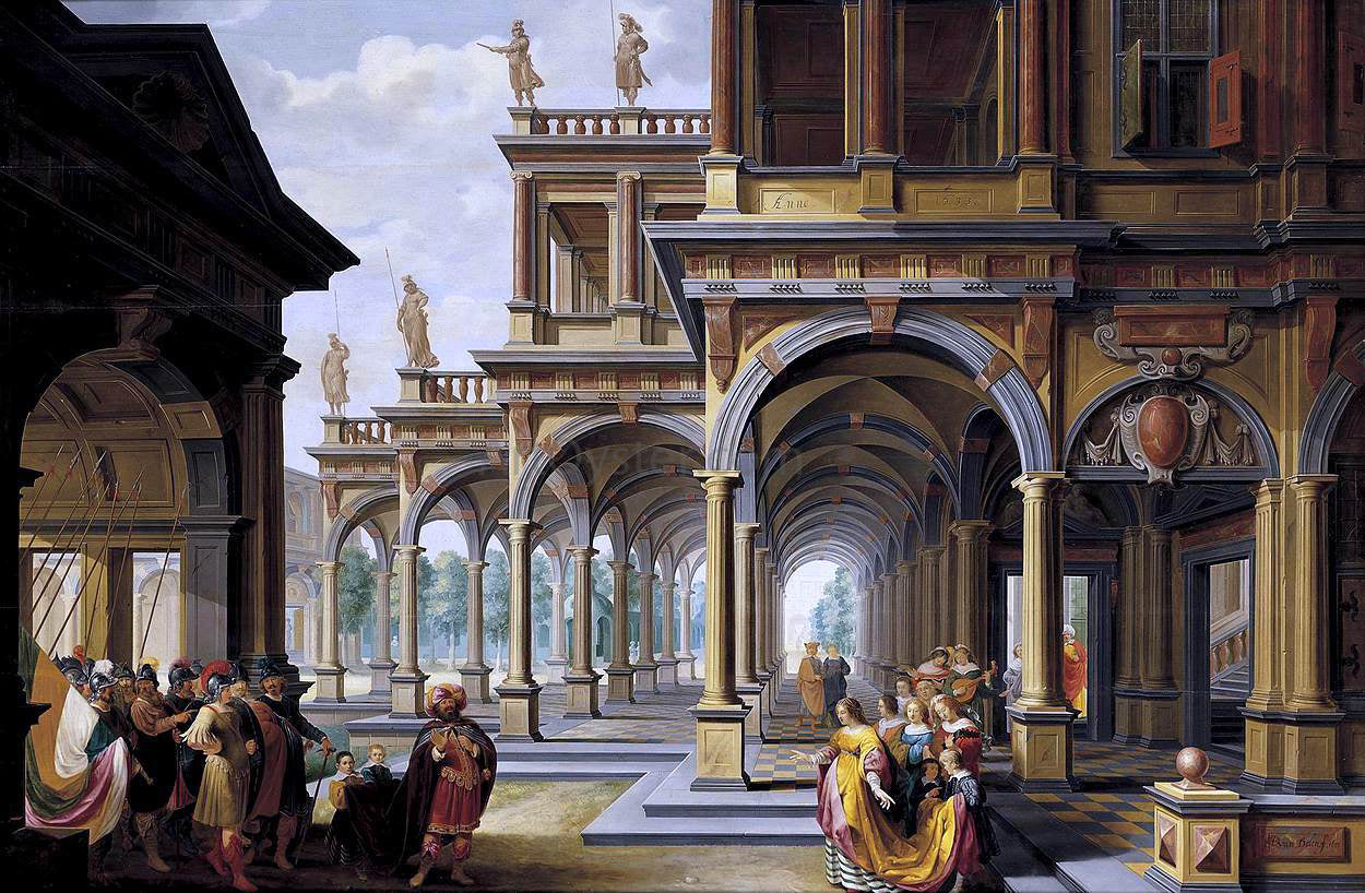 Dirck Van Delen Architectural Capriccio with Jephthah and His Daughter - Hand Painted Oil Painting