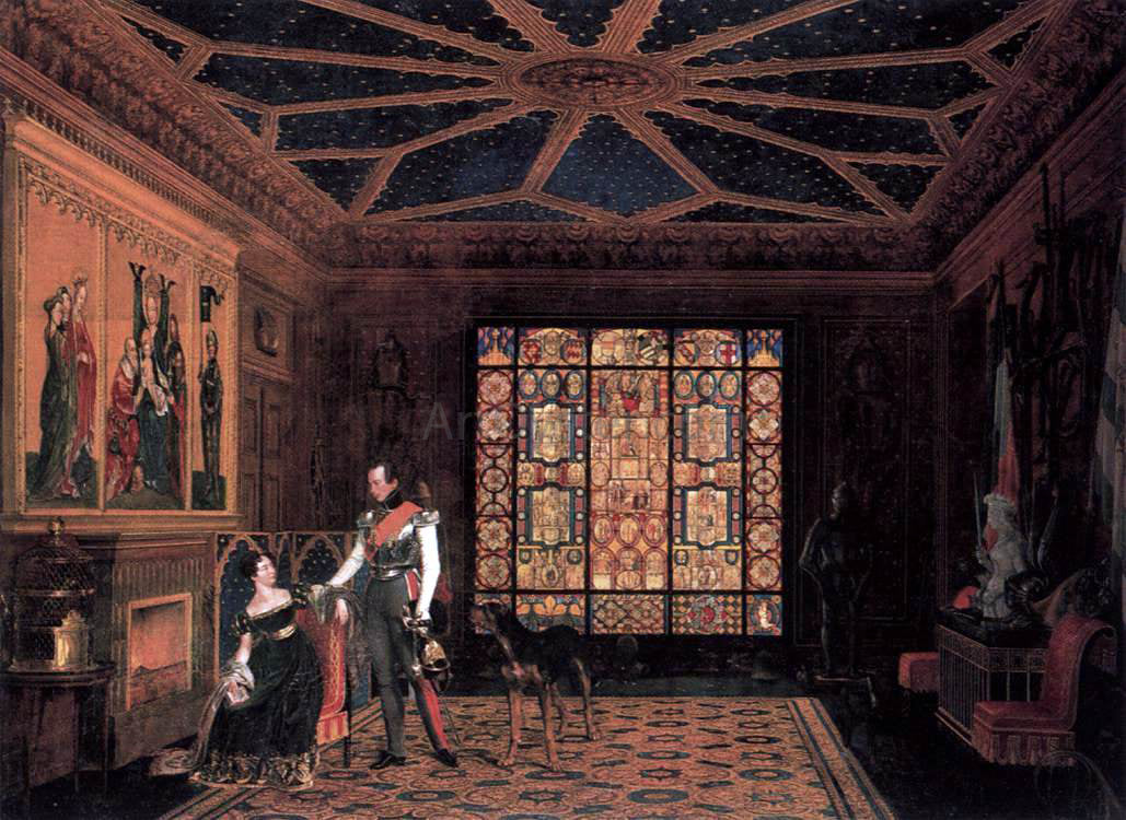 Carl Friedrich Zimmermann Armour Room in the Palace of Prince Frederick of Prussia - Hand Painted Oil Painting