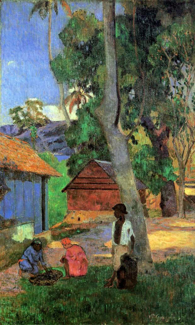 Paul Gauguin Around the Huts - Hand Painted Oil Painting