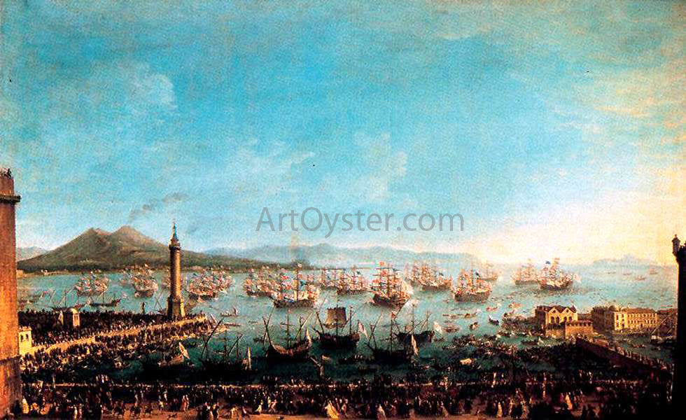 Antonio Joli Arrival of Charles III in Naples - Hand Painted Oil Painting