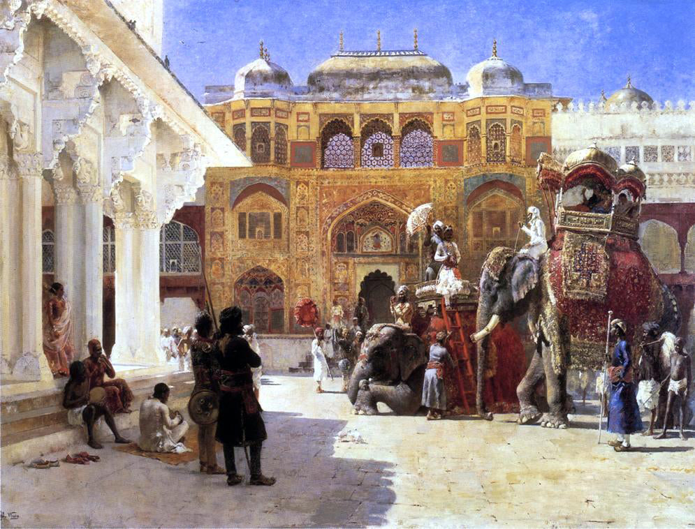 Edwin Lord Weeks Arrival of Prince Humbert, the Rahaj, at the Palace of Amber - Hand Painted Oil Painting