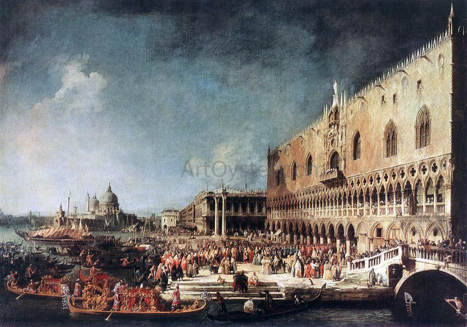 Canaletto Arrival of the French Ambassador in Venice - Hand Painted Oil Painting