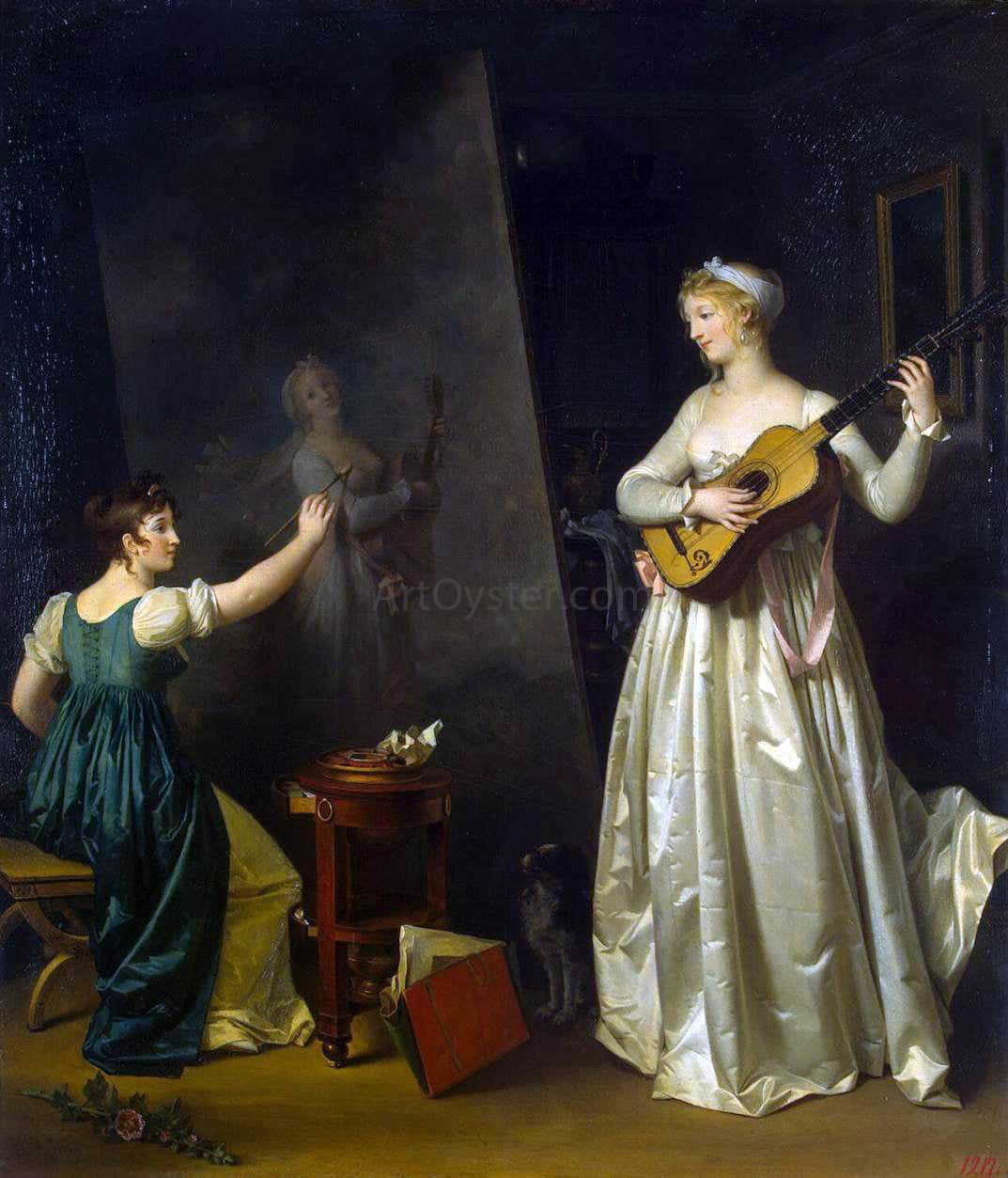 Marguerite Gerard Artist Painting a Portrait of a Musician - Hand Painted Oil Painting
