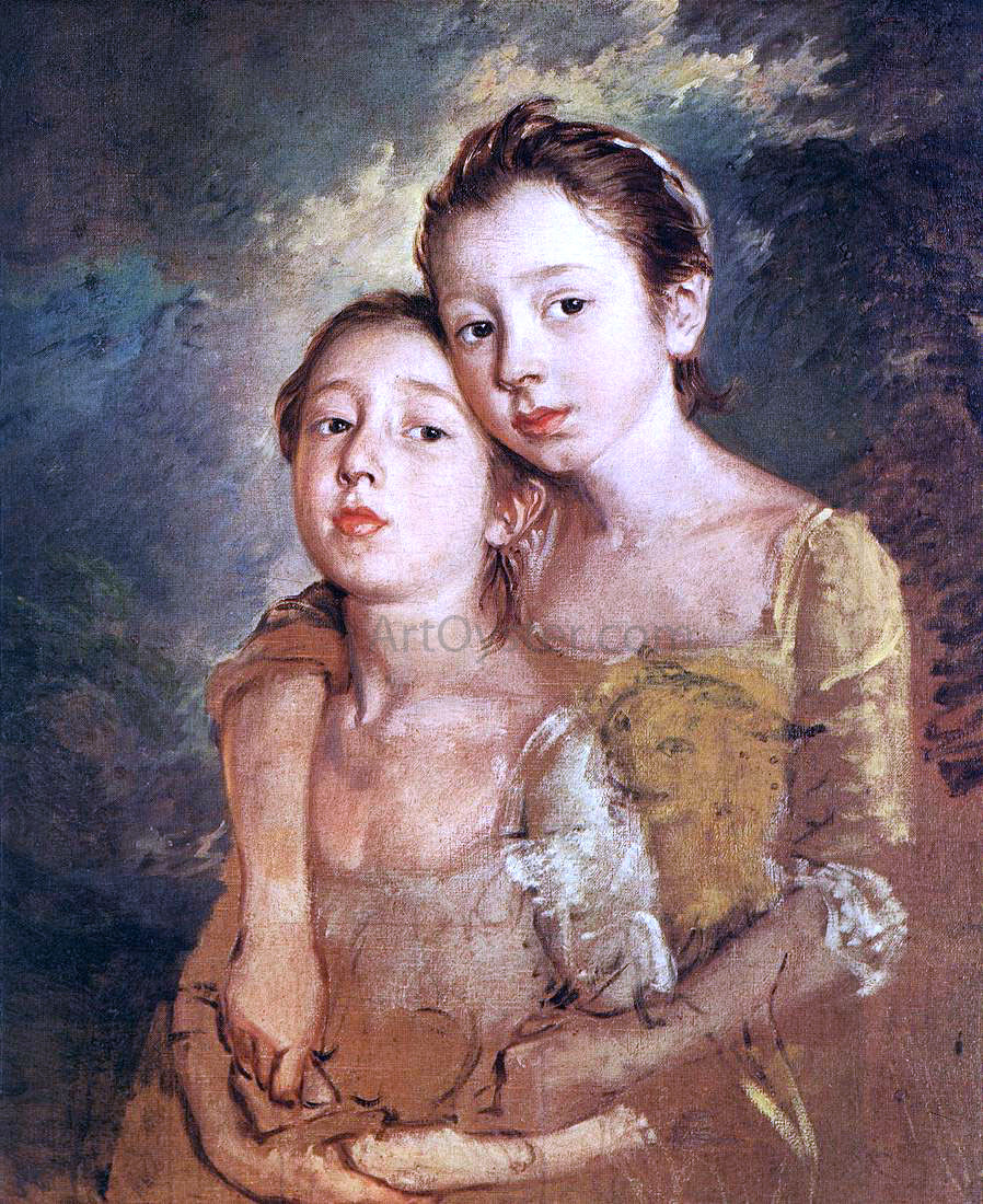 Thomas Gainsborough Artist's daughters with a cat - Hand Painted Oil Painting