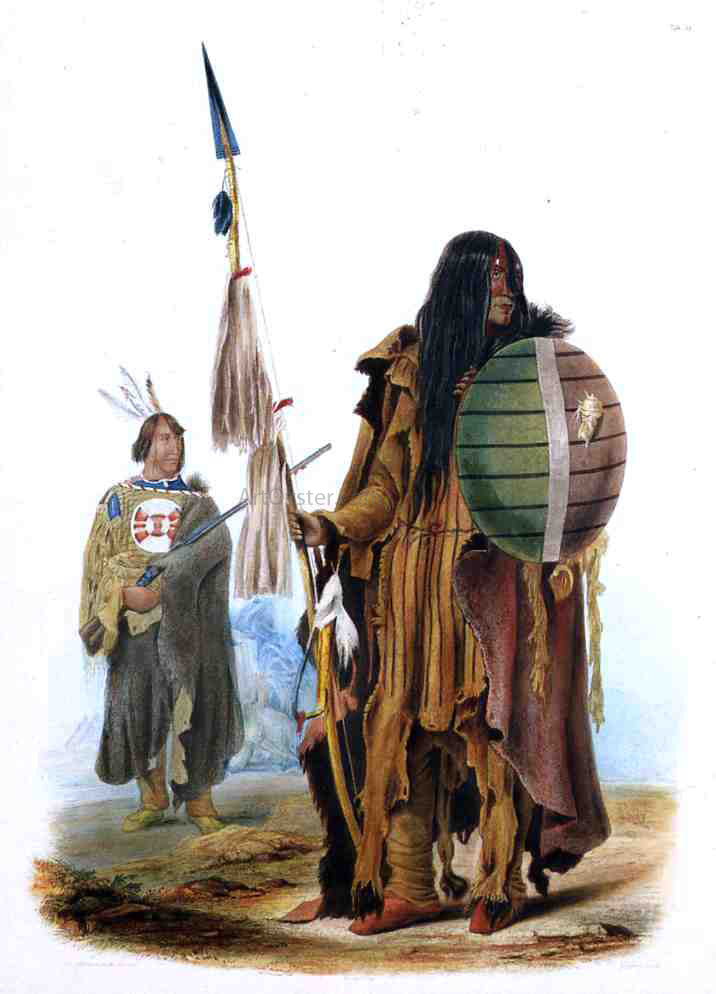 Karl Bodmer Assiniboin Indians - Hand Painted Oil Painting