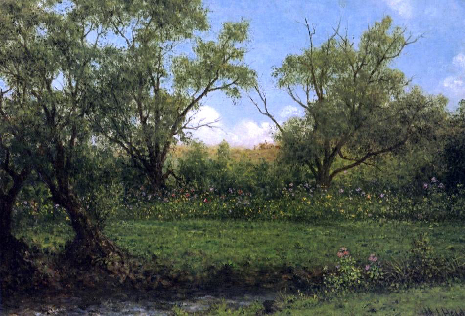 Martin Johnson Heade Asters in a Field (also known as Brookside) - Hand Painted Oil Painting