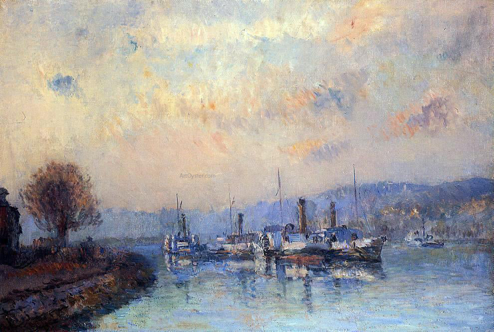 Albert Lebourg At Anchor, near Rouen - Hand Painted Oil Painting