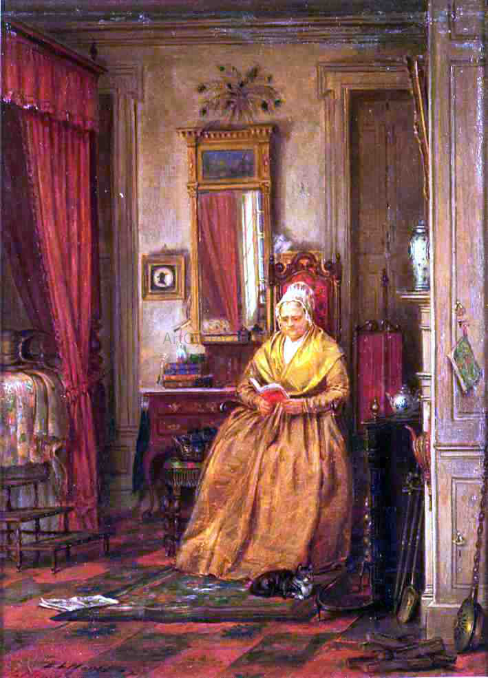  Edward Lamson Henry At Home with a Good Book - Hand Painted Oil Painting
