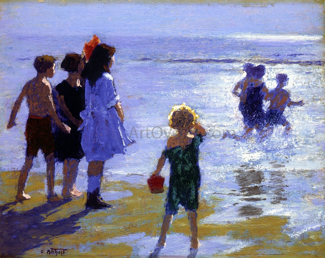 Edward Potthast At Low Tide - Hand Painted Oil Painting