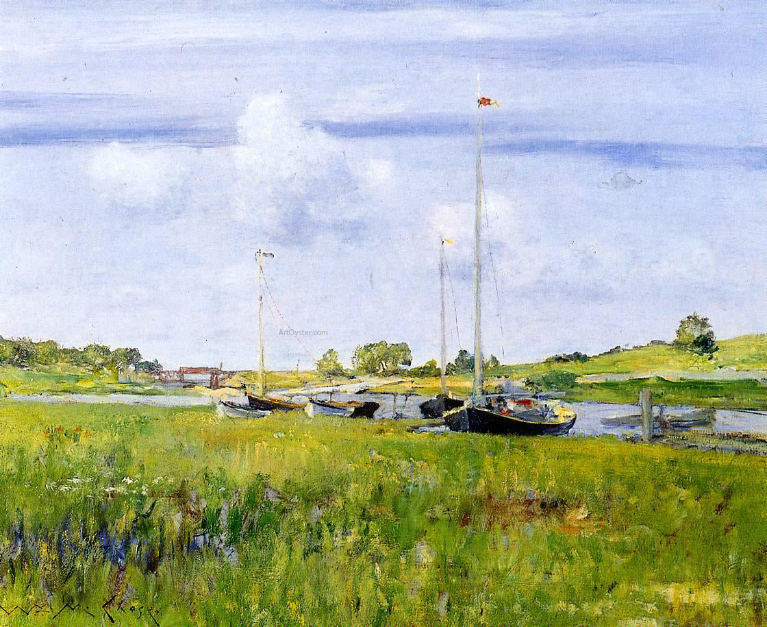 William Merritt Chase At the Boat Landing - Hand Painted Oil Painting