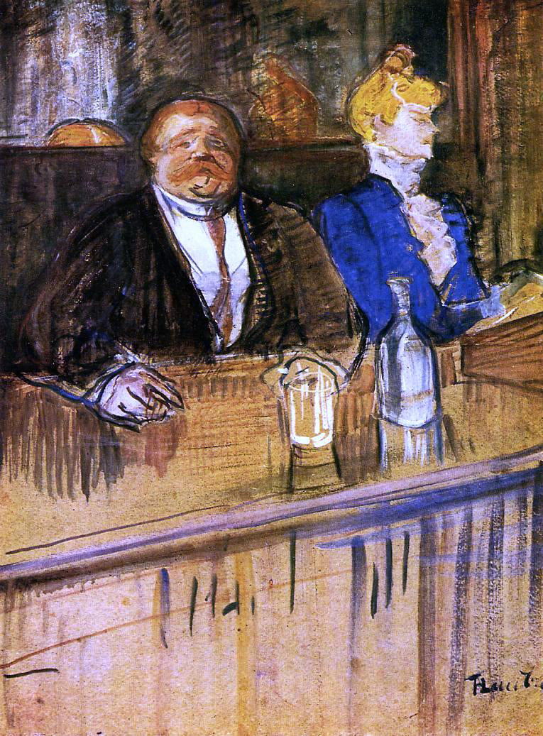 Henri De Toulouse-Lautrec At the Cafe: The Customer and the Anemic Cashier - Hand Painted Oil Painting