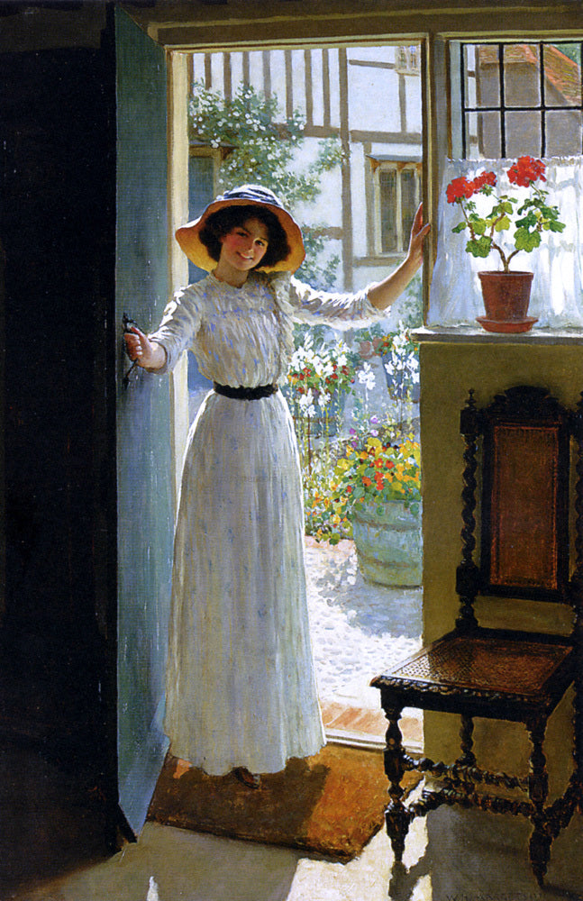William Henry Margetson At The Cottage Door - Hand Painted Oil Painting