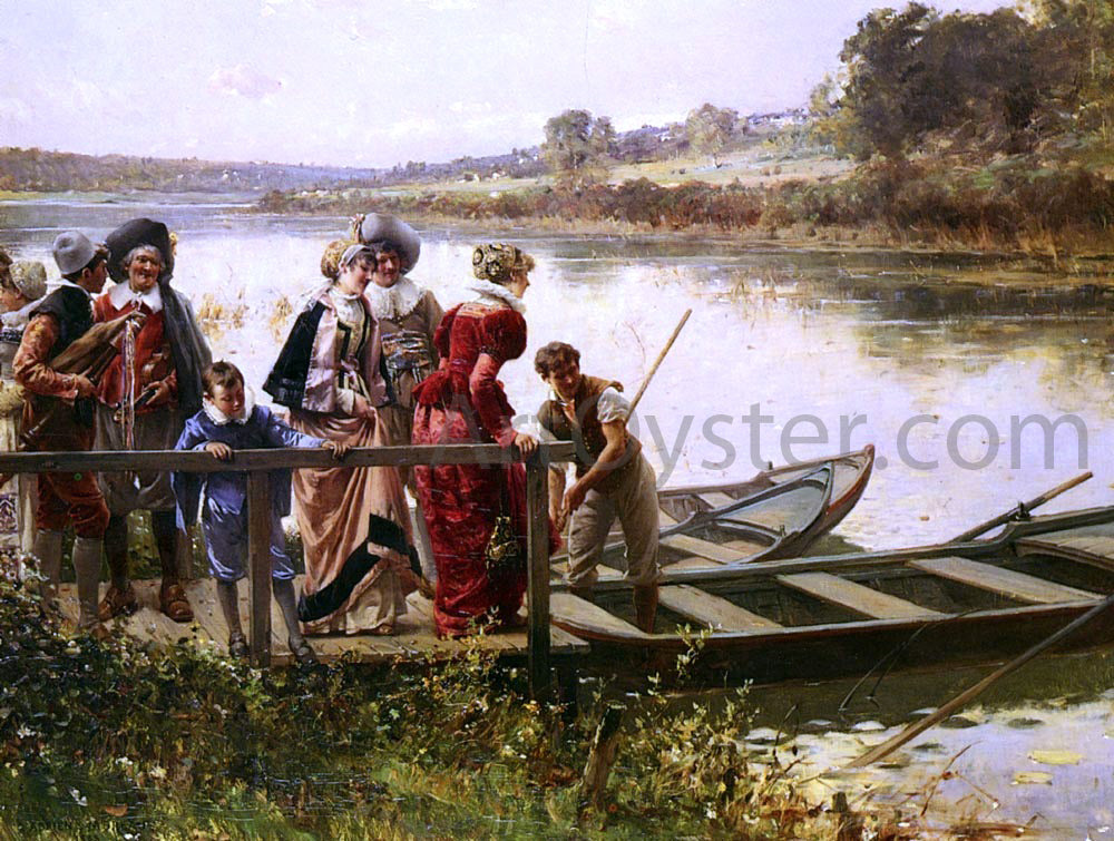 Adrien Moreau At The Ferry - Hand Painted Oil Painting