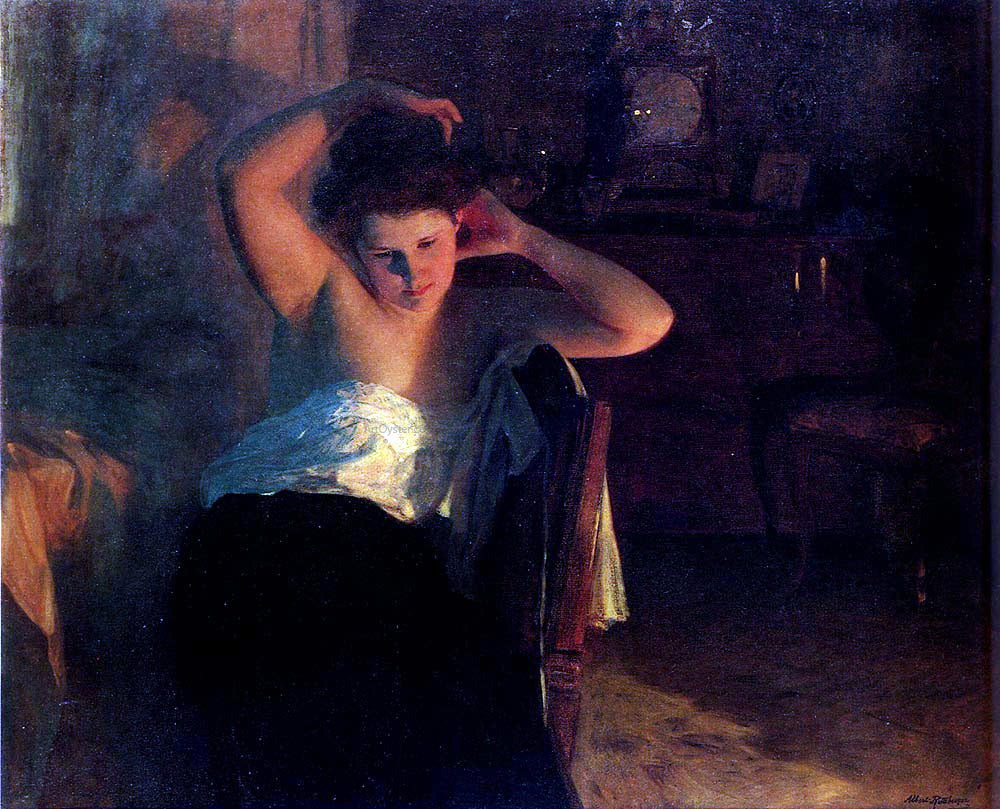 Albert Ritzberger At The Fireplace - Hand Painted Oil Painting