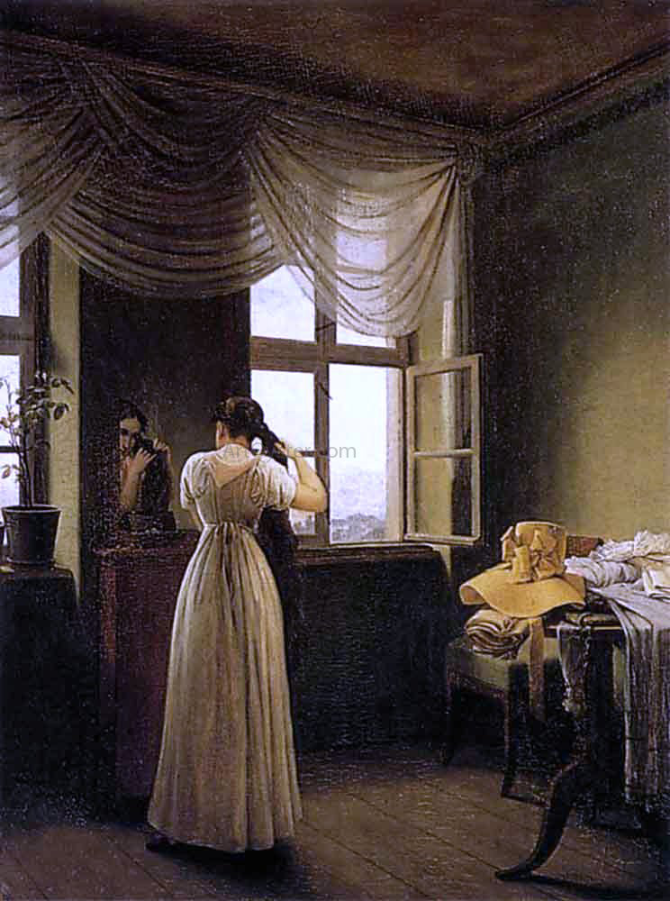 Georg Friedrich Kersting At the Mirror - Hand Painted Oil Painting