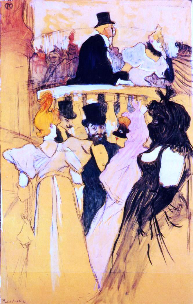 Henri De Toulouse-Lautrec At the Opera Ball - Hand Painted Oil Painting