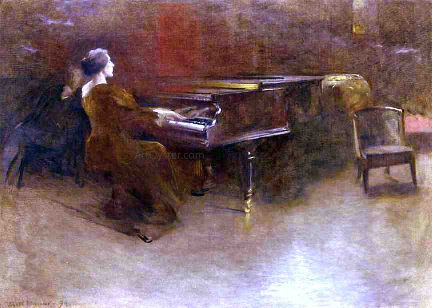 John White Alexander At the Piano (also known as Helen Hopekirk Wilson, 1894) - Hand Painted Oil Painting