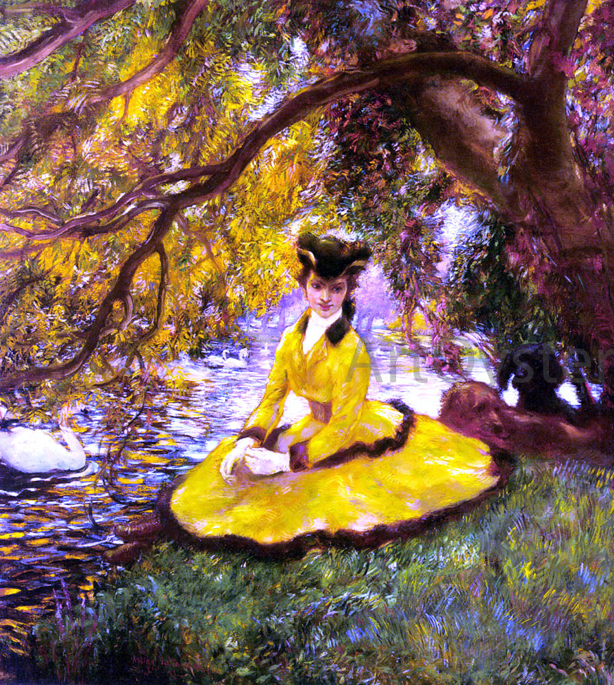 Gaston La Touche At the Riverbank - Hand Painted Oil Painting