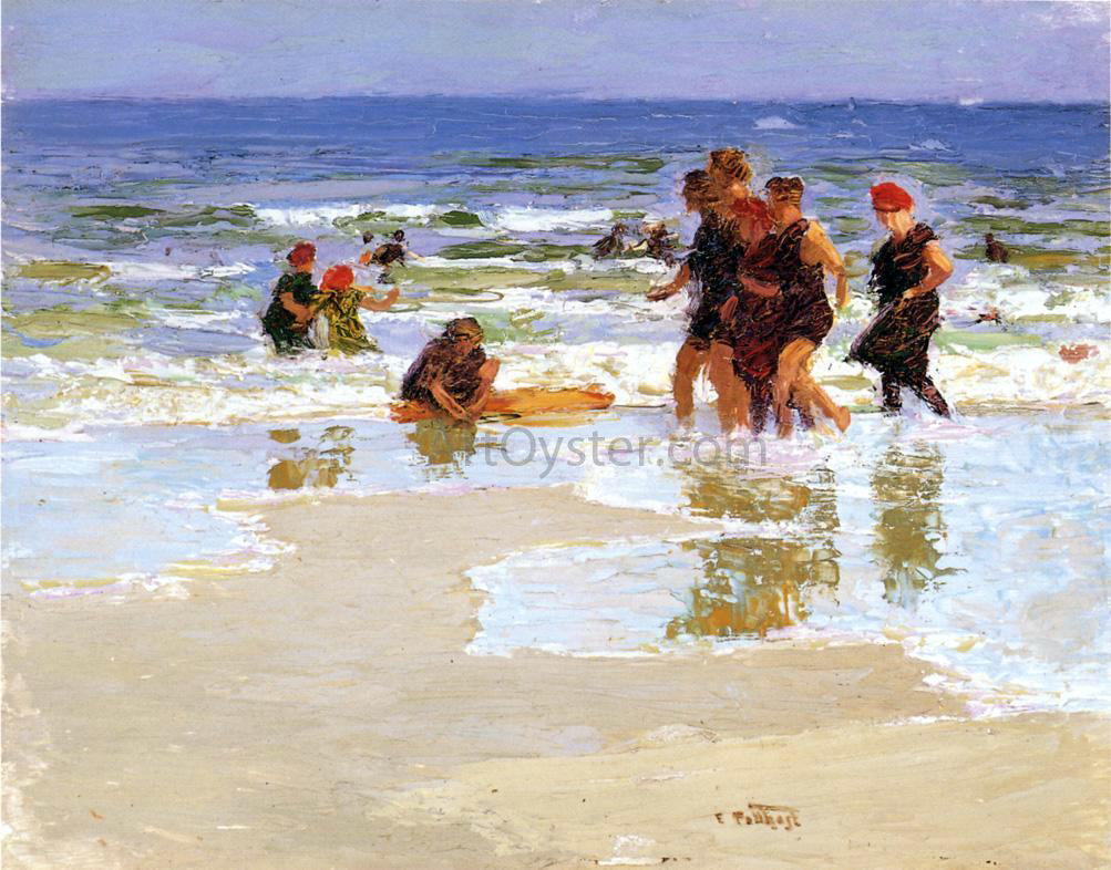 Edward Potthast At the Seashore - Hand Painted Oil Painting
