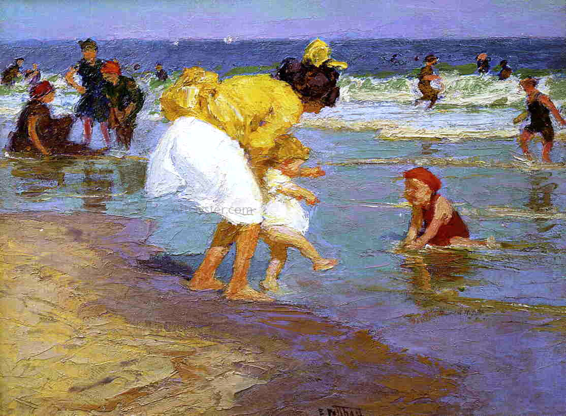 Edward Potthast At the Seaside - Hand Painted Oil Painting