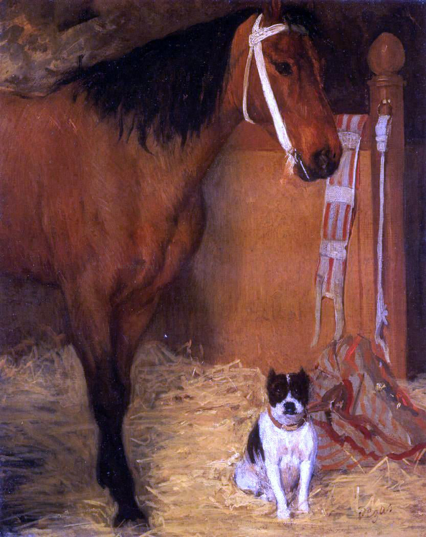 Edgar Degas At the Stables, Horse and Dog - Hand Painted Oil Painting