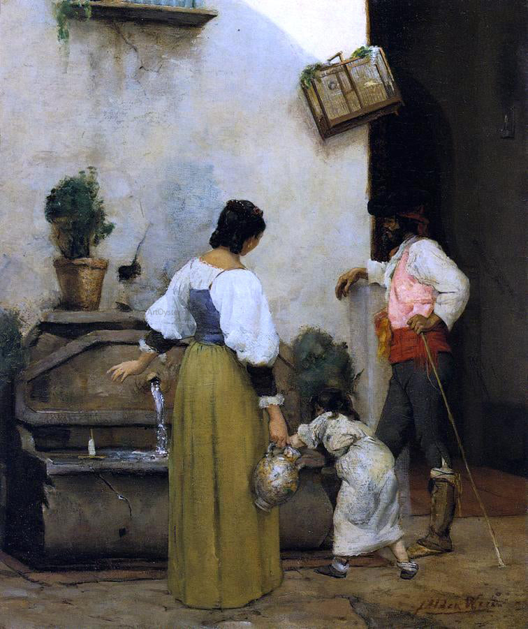 Julian Alden Weir At the Water Trough - Hand Painted Oil Painting