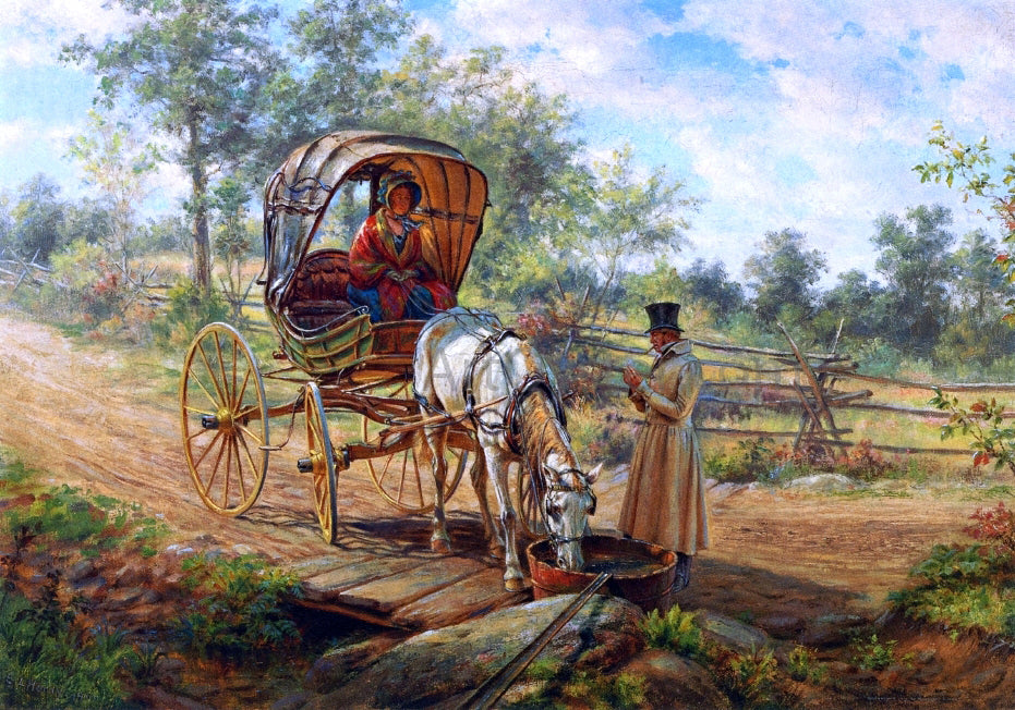 Edward Lamson Henry At the Watering Trough - Hand Painted Oil Painting