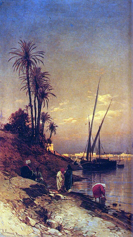 Hermann Solomon Corrodi At The Water's Edge - Hand Painted Oil Painting
