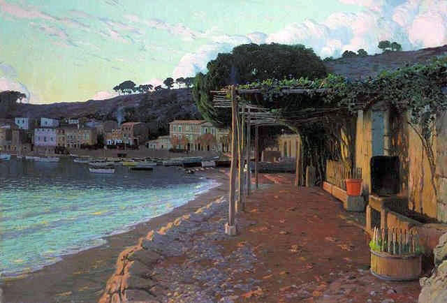 Santiago Rusinol Prats Atardecer - Hand Painted Oil Painting