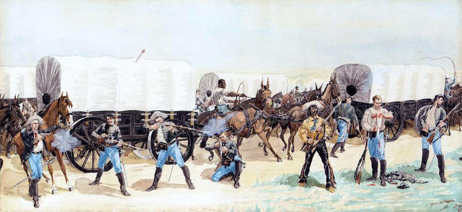 Frederic Remington Attack on the Supply Train - Hand Painted Oil Painting