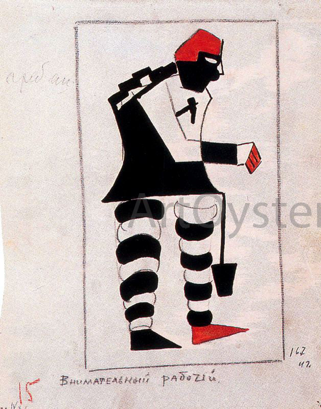 Kazimir Malevich Attentive Worker - Hand Painted Oil Painting