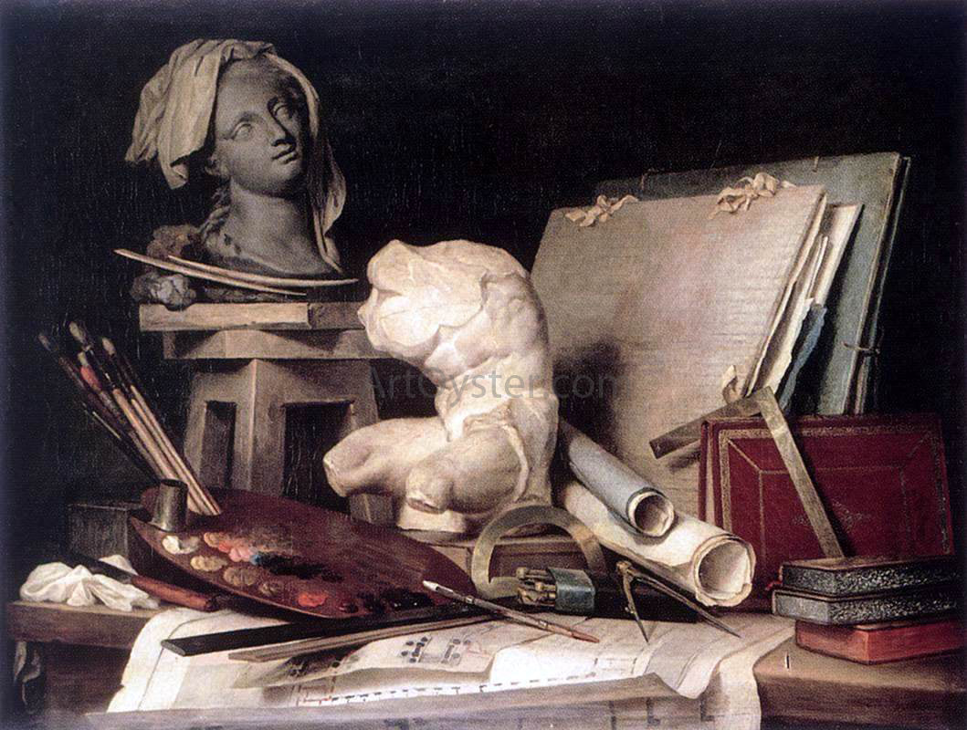 Anne Vallayer-Coster Attributes of Painting, Sculpture, and Architecture - Hand Painted Oil Painting