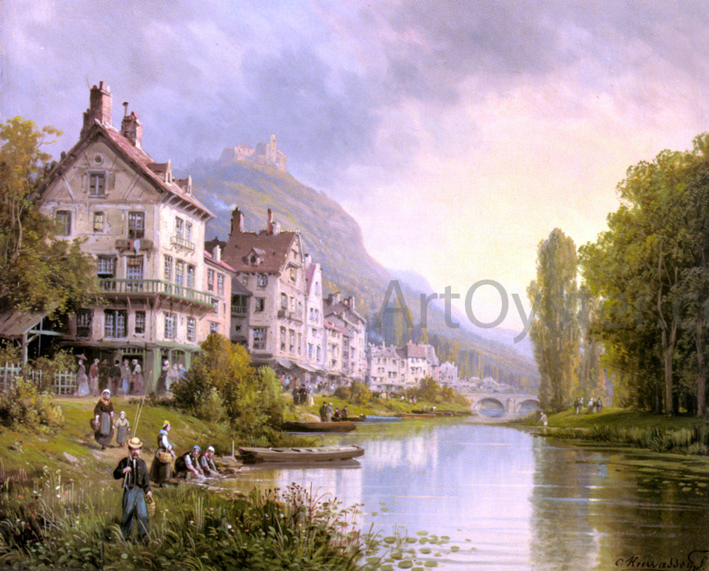 Charles Euphraisie Kuwasseg Au Bord De La Riviere - Hand Painted Oil Painting