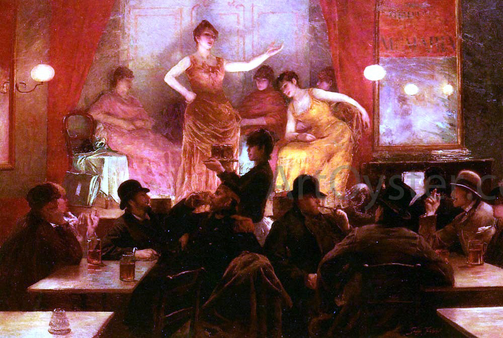 Georges Fichefet Au Cafe Theatre - Hand Painted Oil Painting