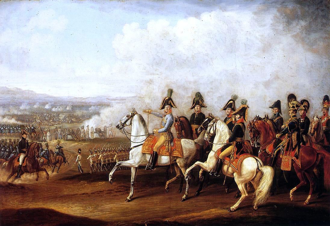 Albrecht Adam Austrian Staff Officers Watching the Progress of Battle - Hand Painted Oil Painting