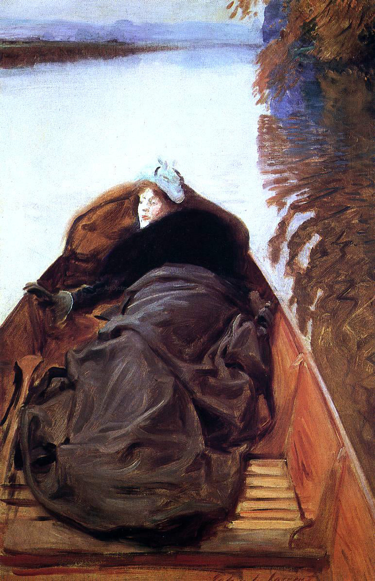John Singer Sargent Autumn on the River (also known as Miss Violet Sargent) - Hand Painted Oil Painting