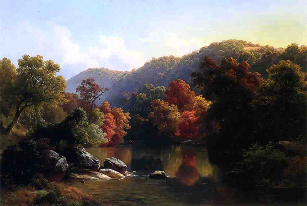 Paul Weber Autumn on the River - Hand Painted Oil Painting