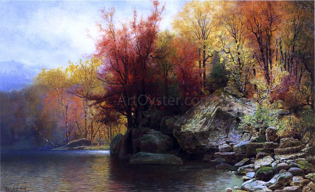 Alexander Lawrie Autumn River Landscape - Hand Painted Oil Painting