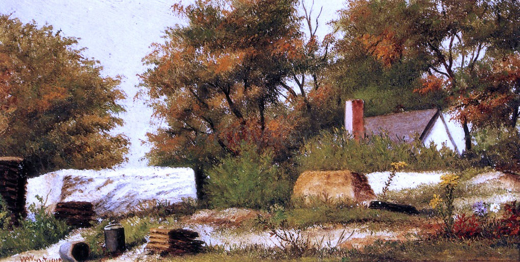 William Aiken Walker Autumn Scene in the Woods of North Carolina with House and Stacks of Wood - Hand Painted Oil Painting