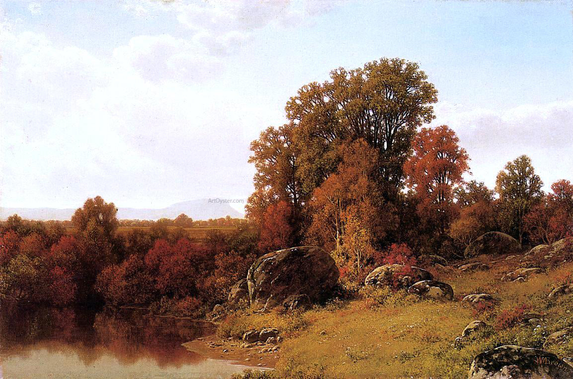  William Mason Brown Autumn Scene on the Connecticut River - Hand Painted Oil Painting