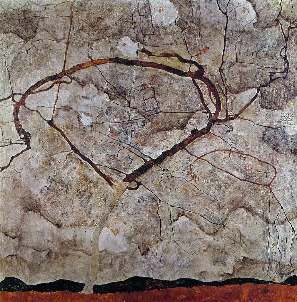 Egon Schiele Autumn Tree in Movement - Hand Painted Oil Painting