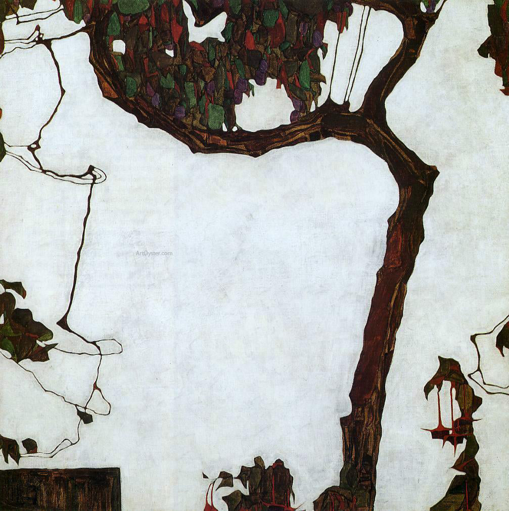 Egon Schiele Autumn Tree with Fuchsias - Hand Painted Oil Painting
