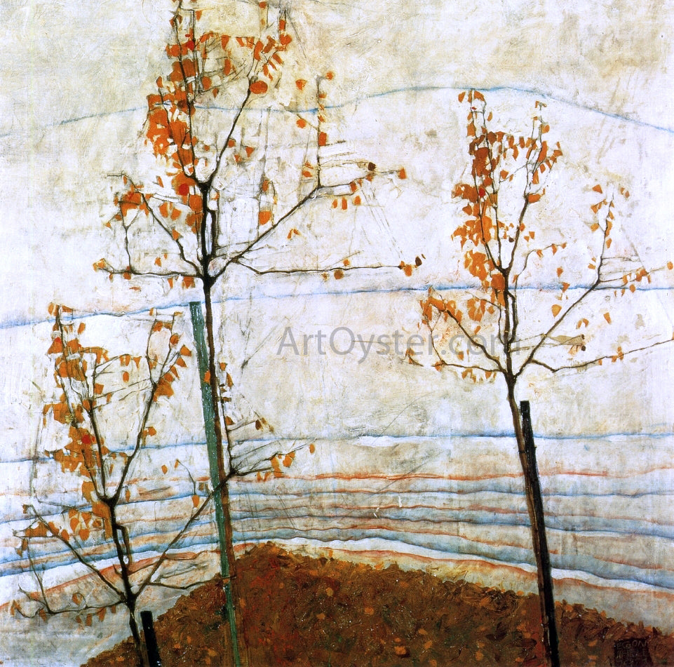 Egon Schiele Autumn Trees - Hand Painted Oil Painting