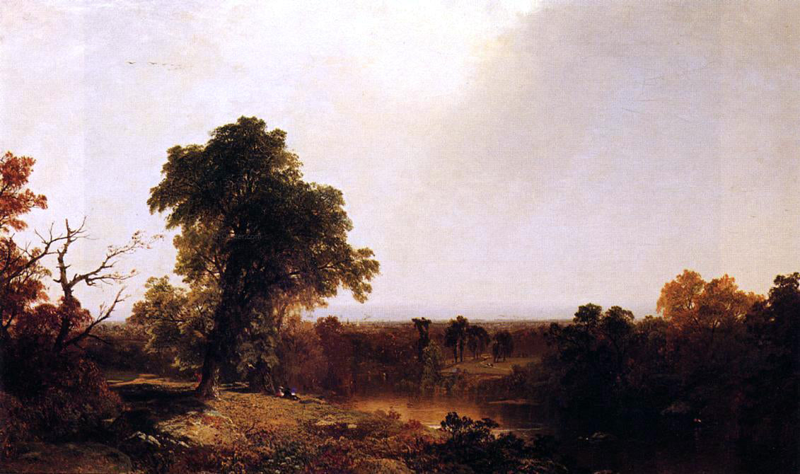 John Frederick Kensett Autumnal River Landscape - Hand Painted Oil Painting
