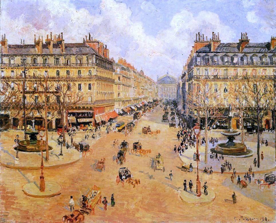 Camille Pissarro Avenue de l'Opera: Morning Sunshine - Hand Painted Oil Painting