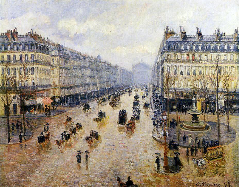 Camille Pissarro Avenue de l'Opera: Rain Effect - Hand Painted Oil Painting
