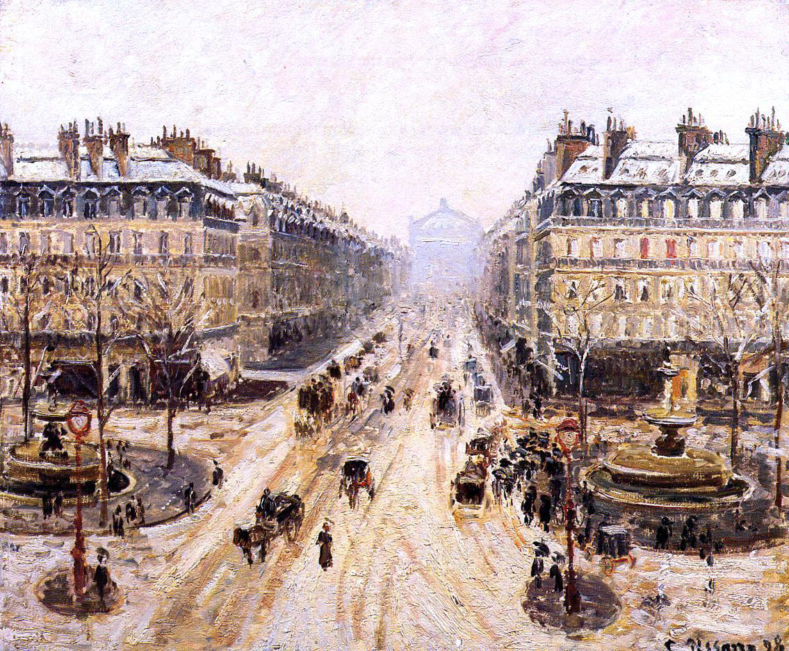 Camille Pissarro Avenue de l'Opera: Snow Effect - Hand Painted Oil Painting