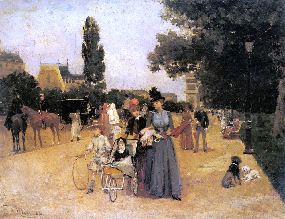 Francisco Miralles Avenue Foch with a View of the Arc de Triomphe - Hand Painted Oil Painting