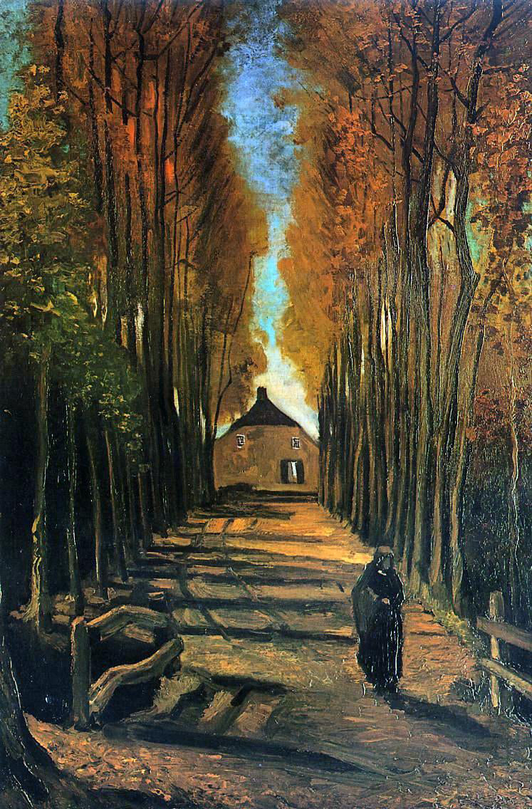  Vincent Van Gogh Avenue of Poplars at Sunset - Hand Painted Oil Painting